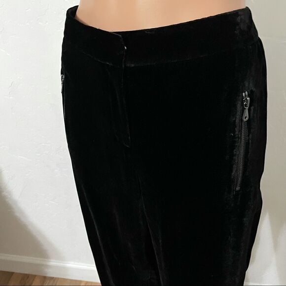 Magaschoni Black Velvet/Silk Hem Band Pants Size 6 - Picture 8 of 13